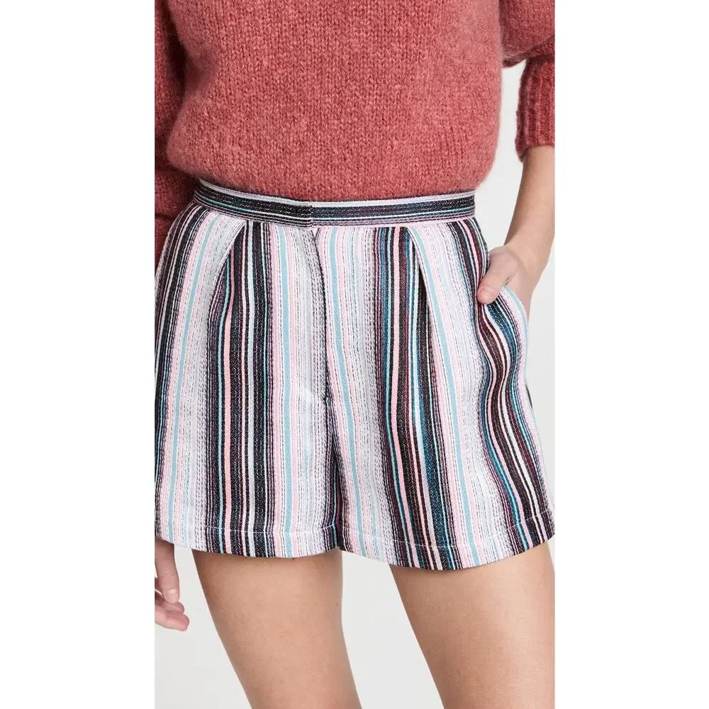 IRO Tolie Pleat Front Short Stripe High-Waist‎ Shorts